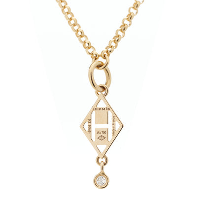 Hermes 18K Rose Gold Diamond Gambade Pendant Necklace 5 of 5