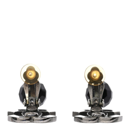 Chanel Ruthenium CC Bead Drop Clip On Earrings Black 3 of 5