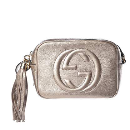 Gucci Metallic Pebbled Calfskin Small Soho Disco Bag Golden Beige 1 of 12