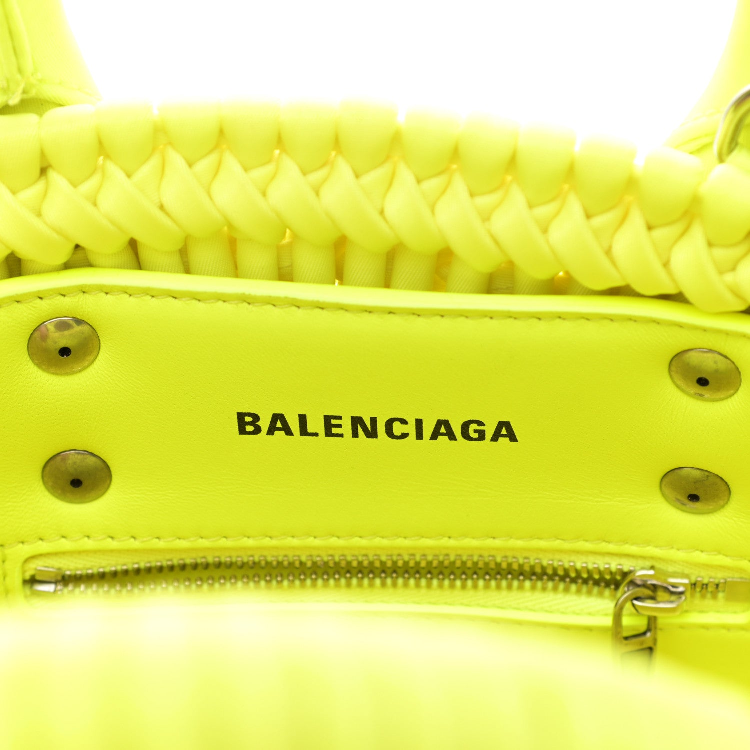 Balenciaga Faux Calfskin XXS Bistro Basket Fluo Yellow 1100493