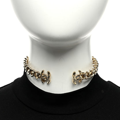 Chanel Metal CC Chain Link Choker Necklace M Gold 3 of 5