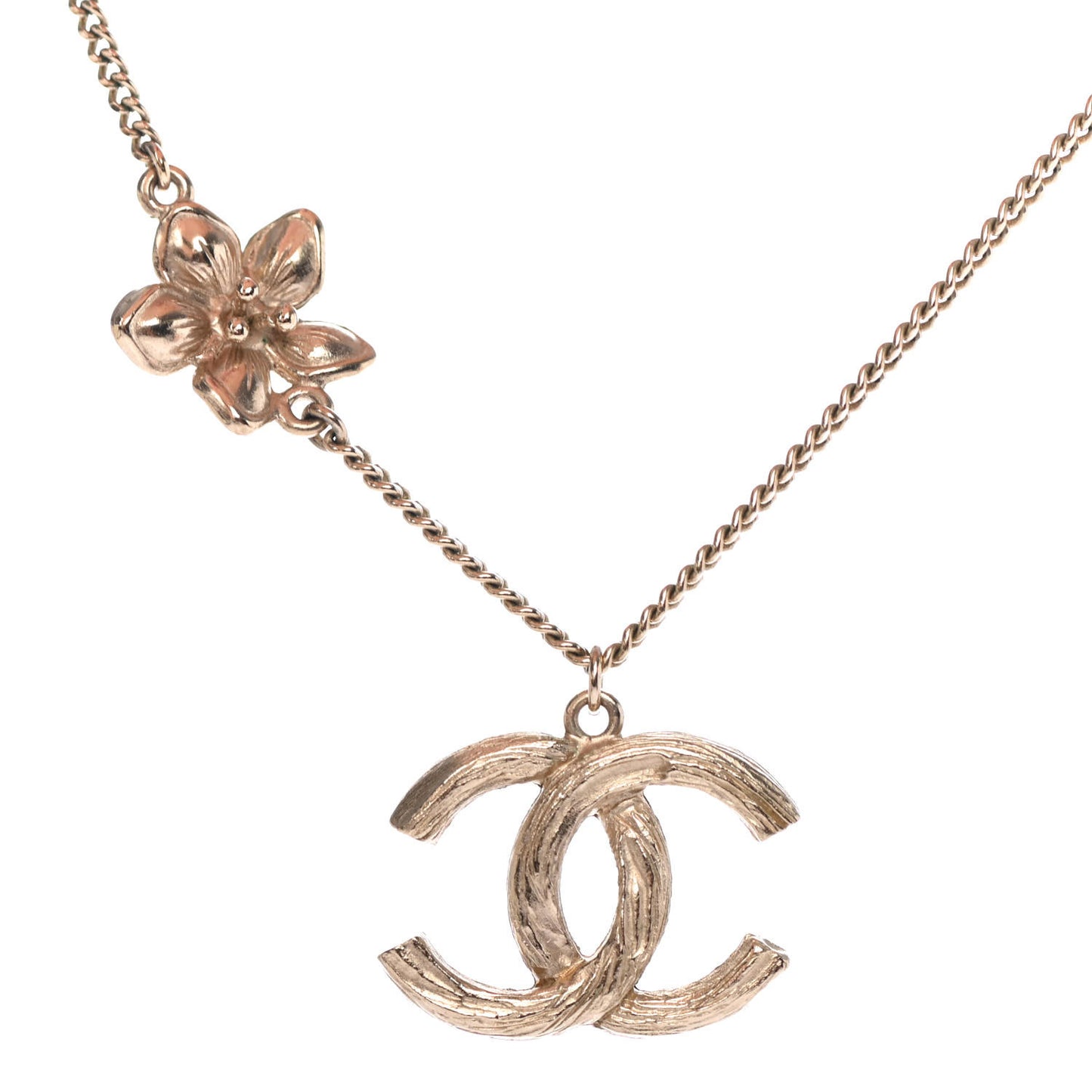 CC Flower Pendant Necklace Gold