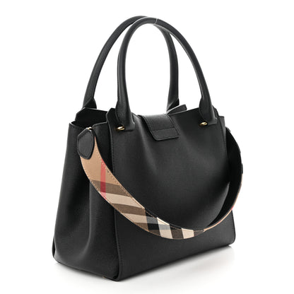 Burberry Soft Grain Calfskin Medium Buckle Tote Black 3 of 11