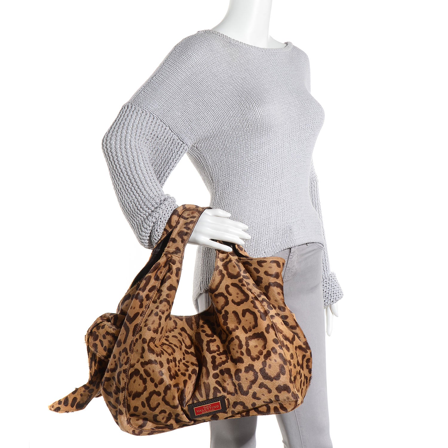 Valentino Garavani Pony Hair Leopard Nuage Hobo 2 of 9