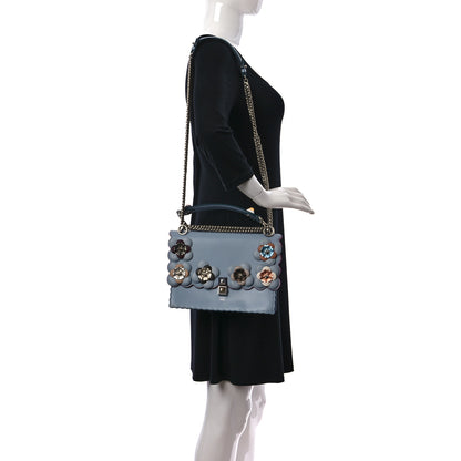 Fendi Vitello Liberty Lucido Flowerland Scalloped Studded Kan I Shoulder Bag Azzurro Polvere Multicolor 2 of 9