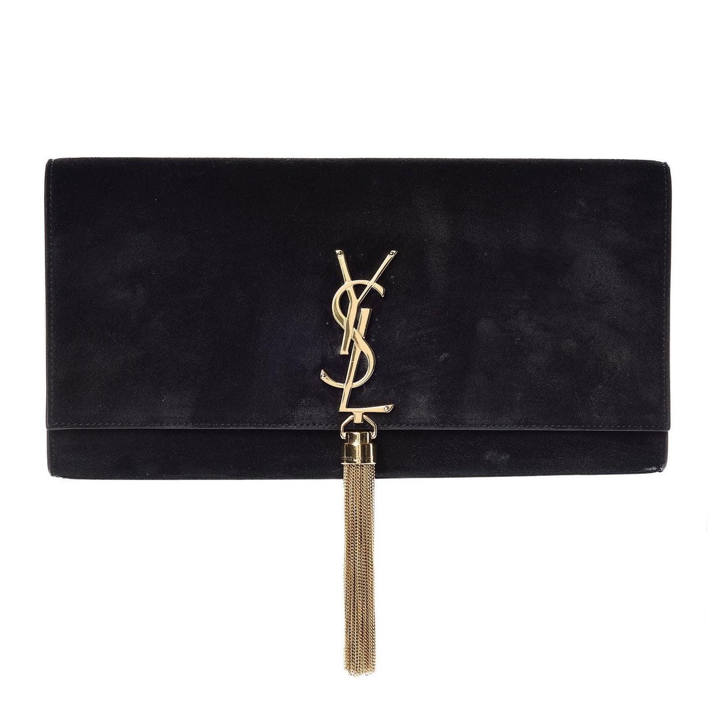 Velvet Classic Monogram Cassandre Tassel Clutch Black