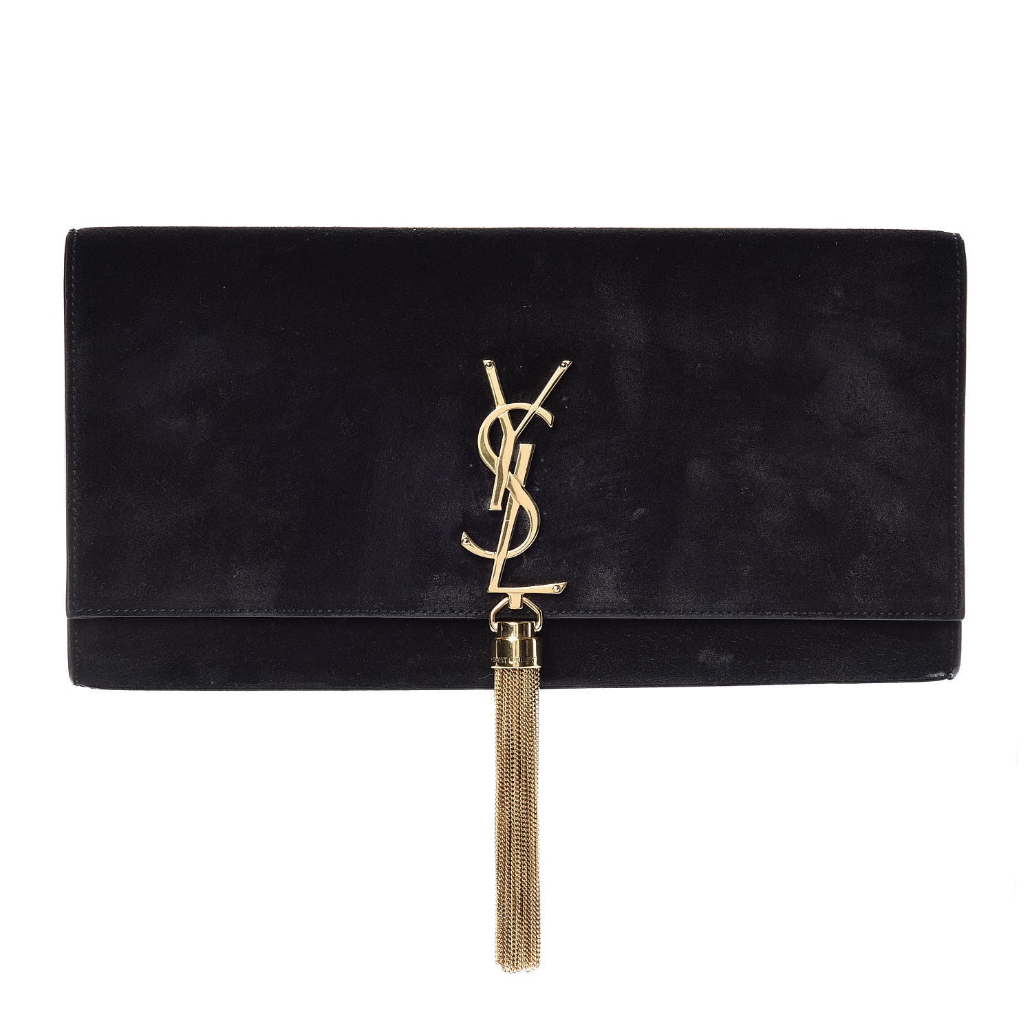 Saint Laurent Velvet Classic Monogram Cassandre Tassel Clutch Black 1 of 17