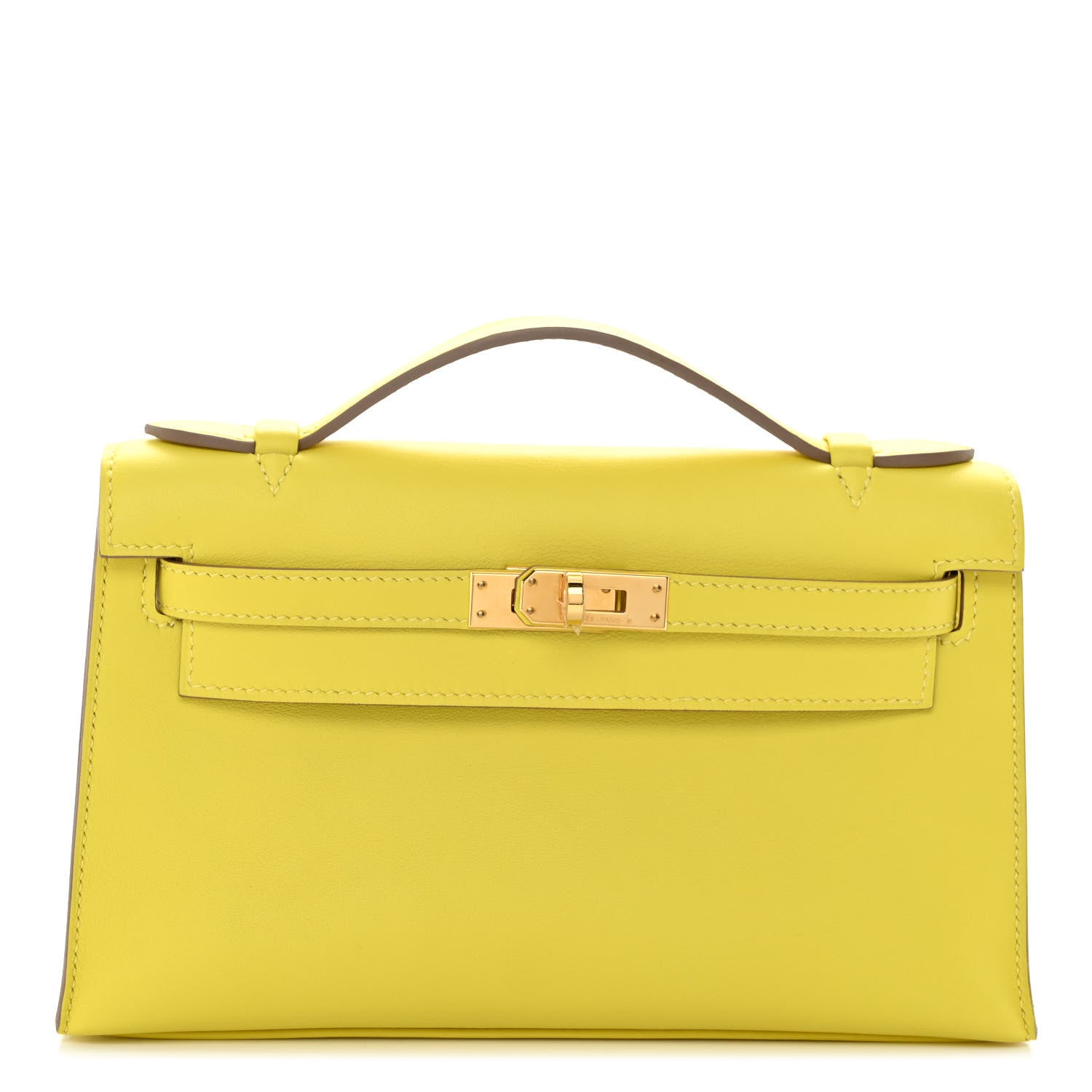 Hermes Swift Kelly Pochette Clutch Lime 1 of 10