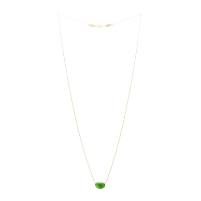 Tiffany 18K Yellow Gold Green Jade 9mm Elsa Peretti Bean Pendant Necklace 3 of 6