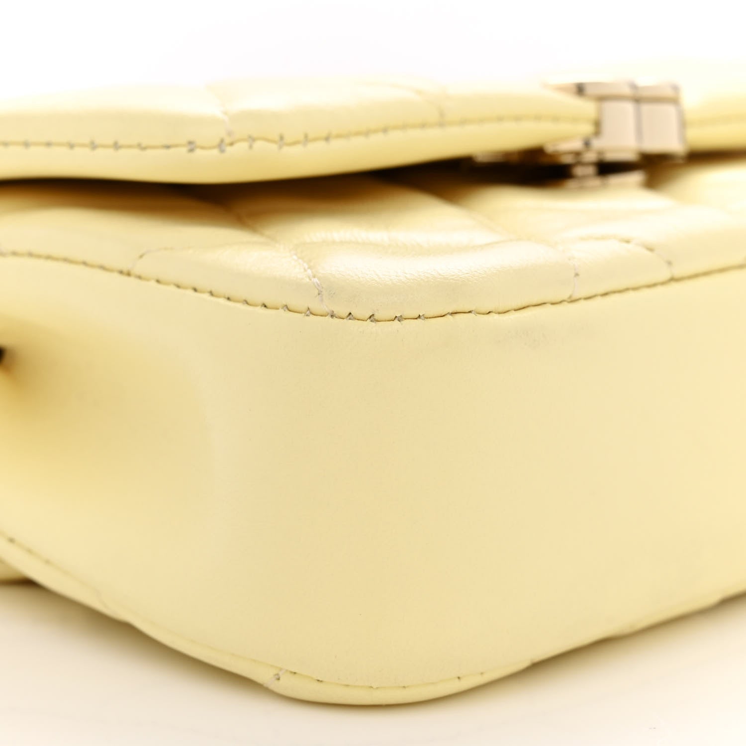 Chanel Lambskin Quilted Clutch With Chain Light Yellow 9 of 12