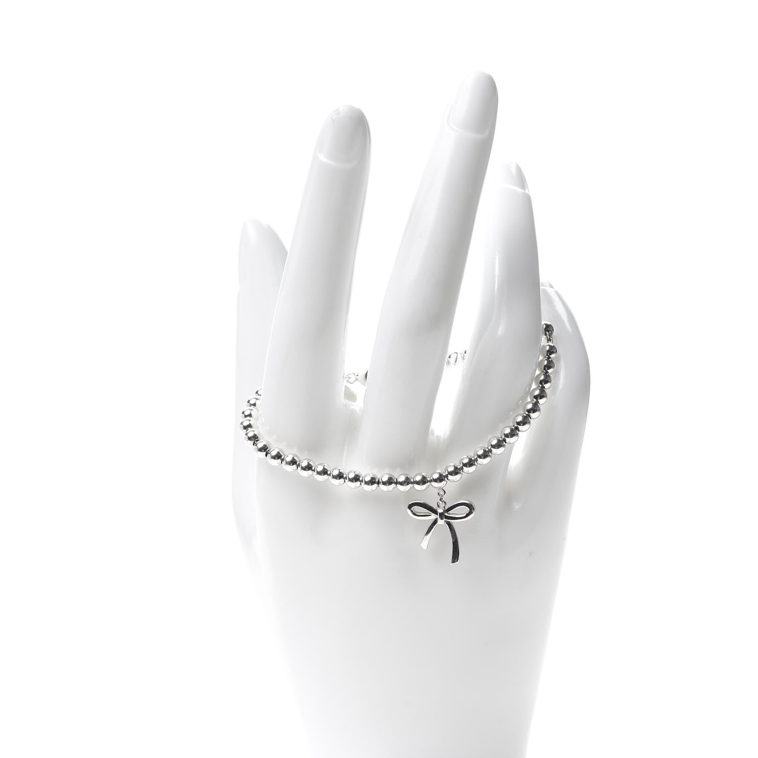 Tiffany Sterling Silver 4mm Bow Bead Bracelet 2 of 6