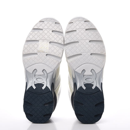 Chanel Iridescent Terry Cloth PVC Calfskin Sneakers 36.5 Silver 8 of 9
