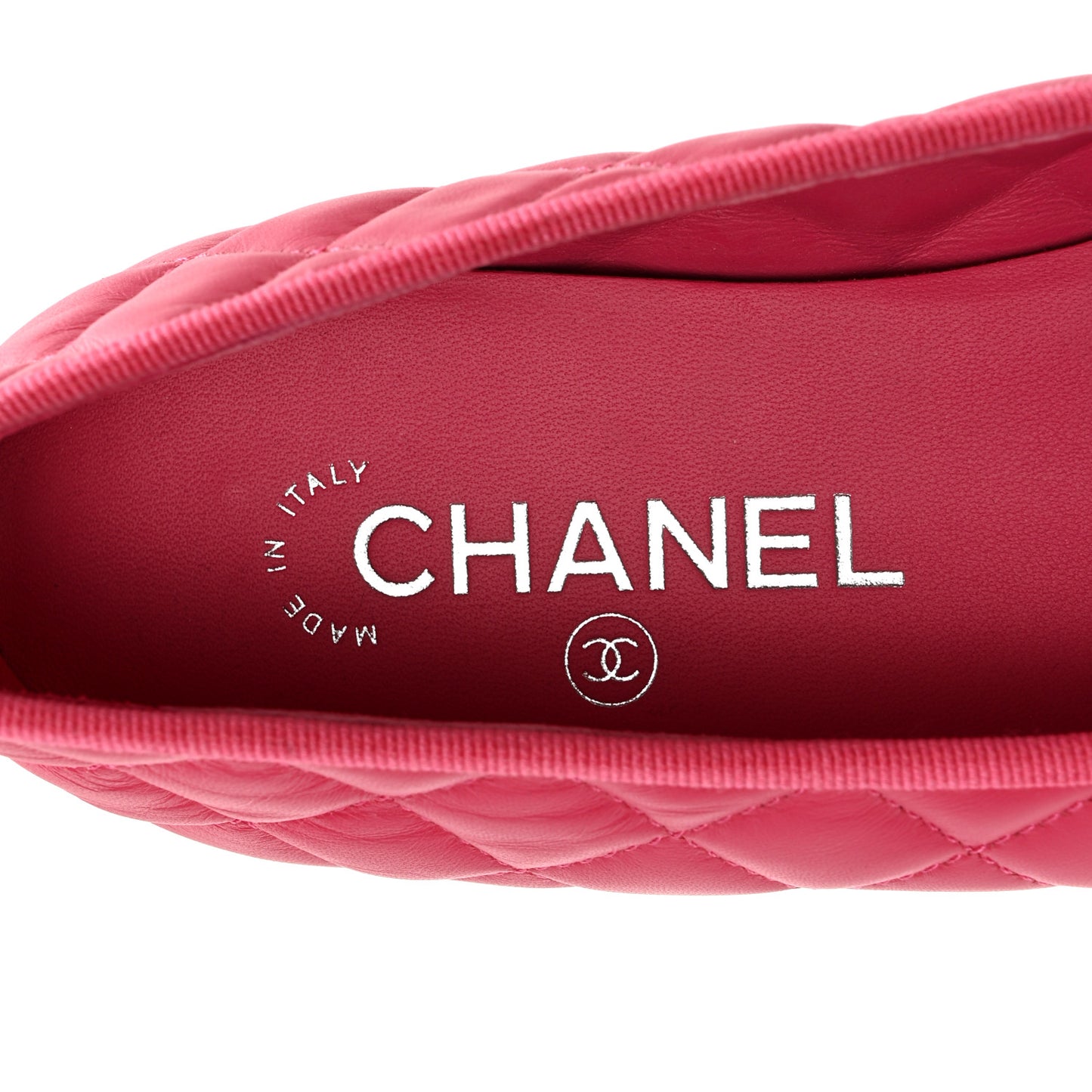 Lambskin Quilted CC Cap Toe Ballerina Flats 39.5 Pink