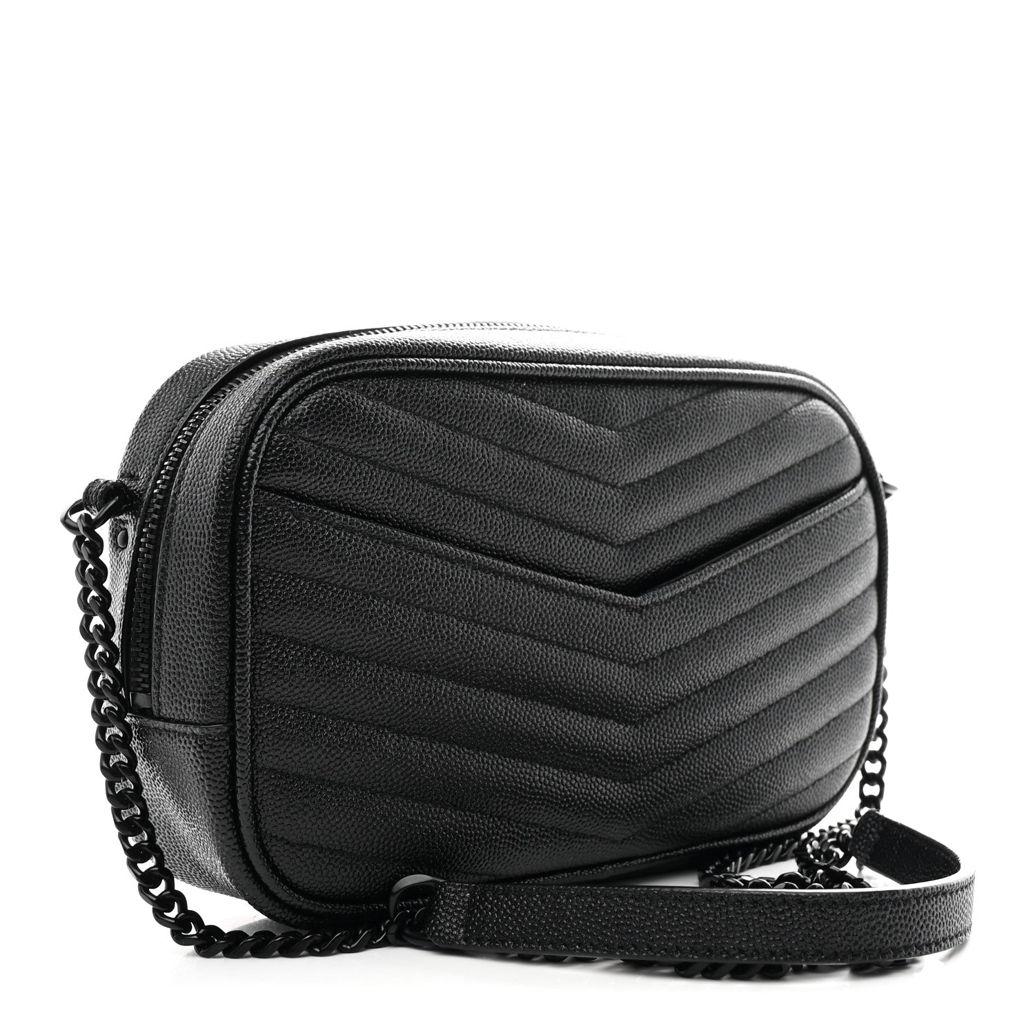 Saint Laurent Grain De Poudre Matelasse Monochrome Monogram Mini Lou Camera Bag Black 3 of 11