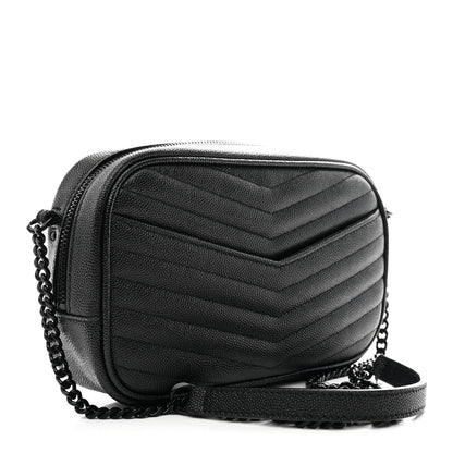 Saint Laurent Grain De Poudre Matelasse Monochrome Monogram Mini Lou Camera Bag Black 3 of 11
