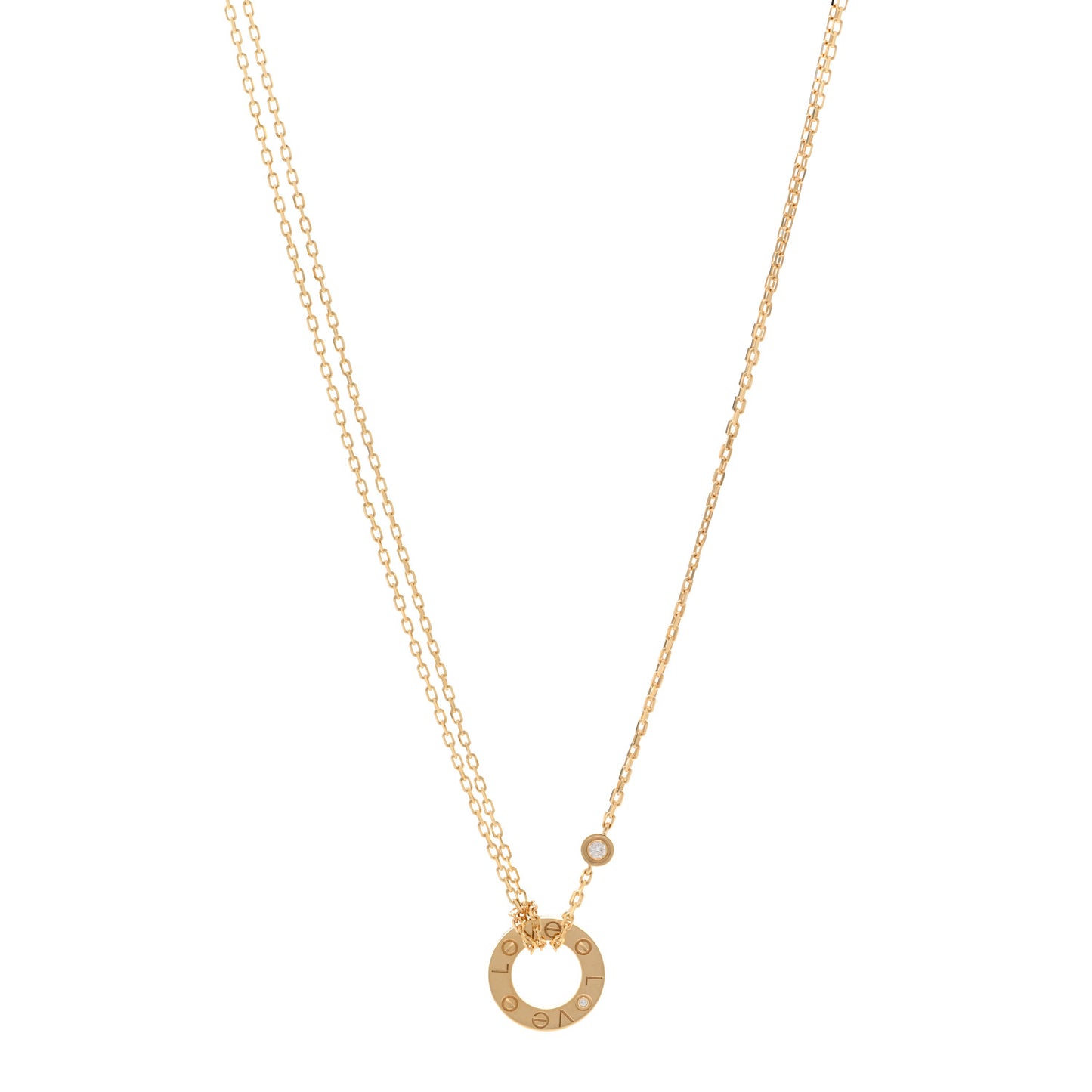 18K Yellow Gold 2 Diamond LOVE Necklace