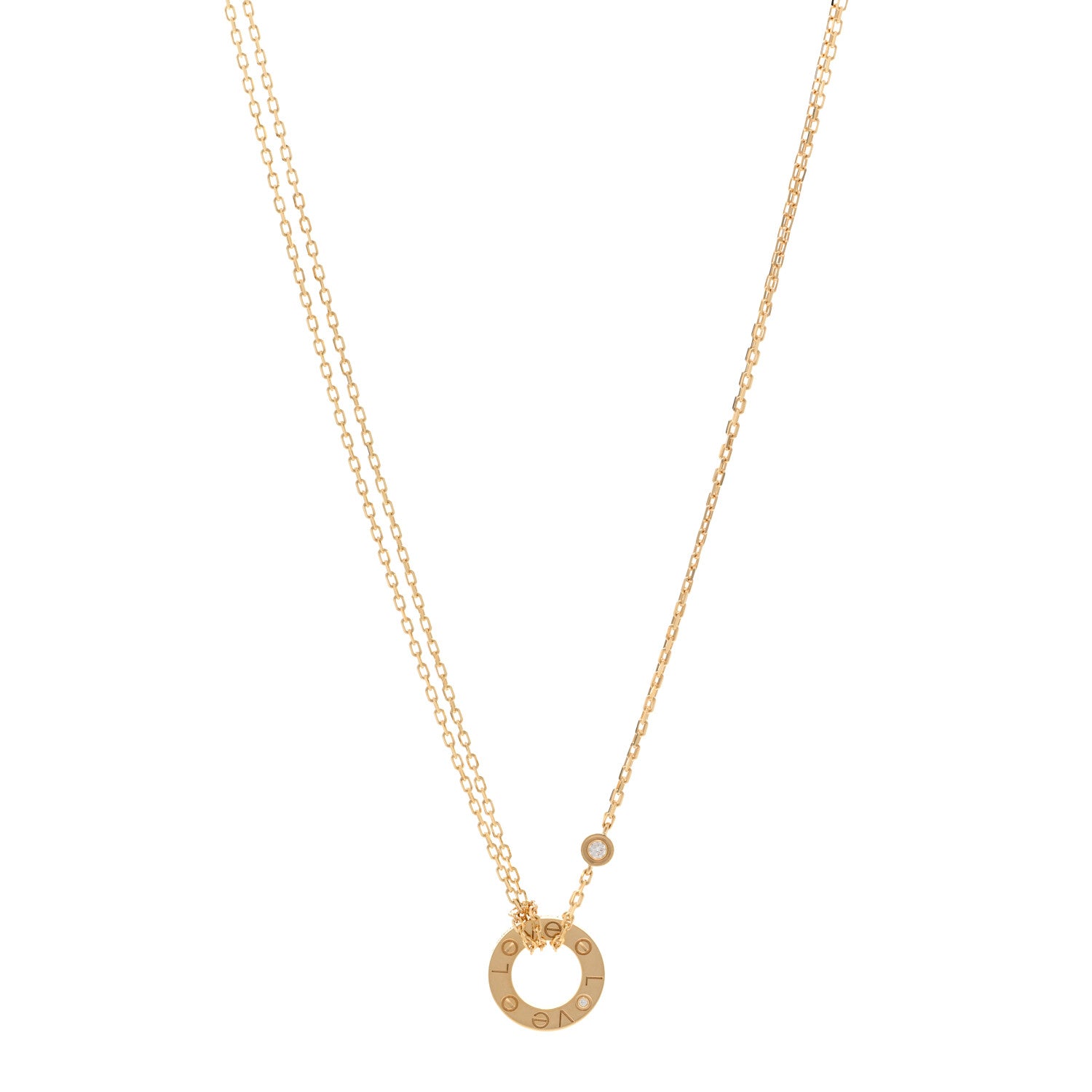 Cartier 18K Yellow Gold 2 Diamond LOVE Necklace 1 of 5