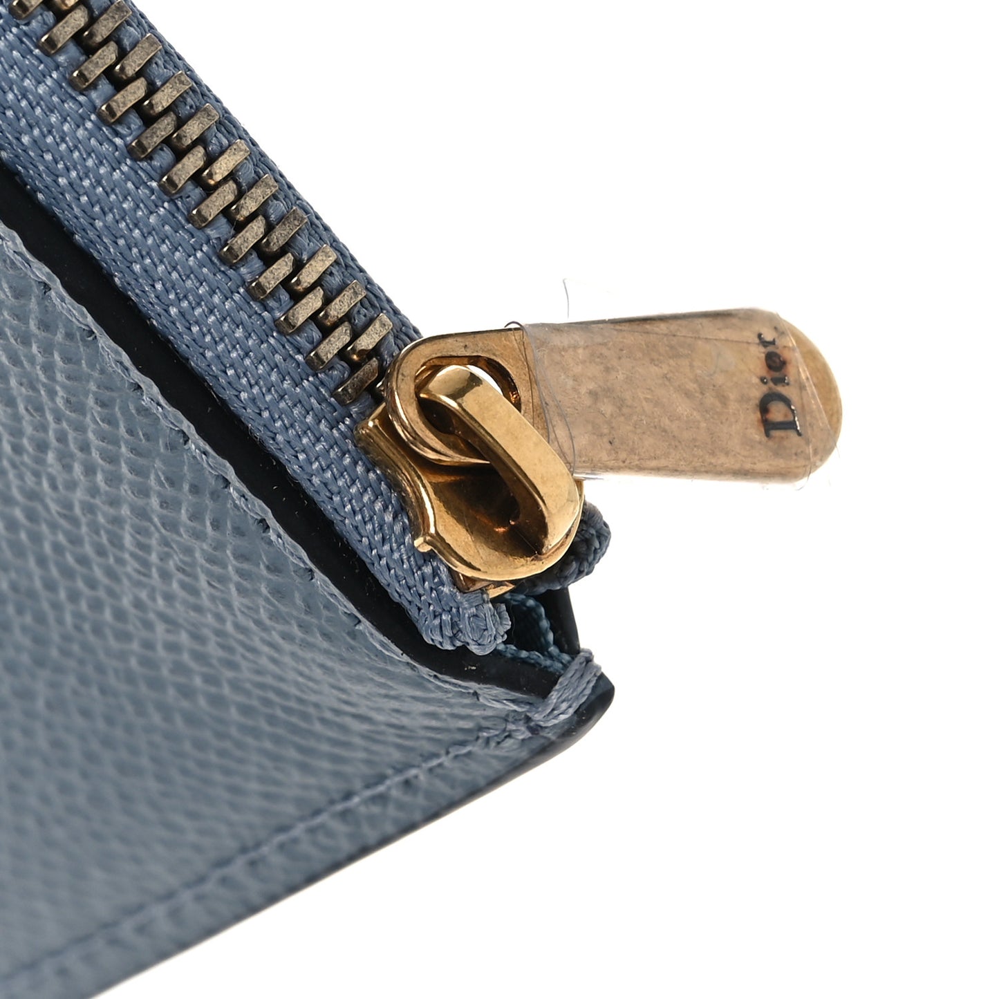 Grained Calfskin Saddle Chain Wallet Pouch Cloud Blue