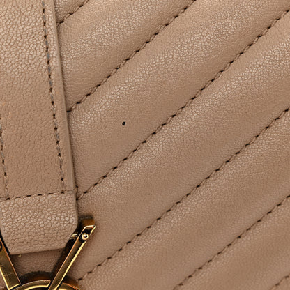 Saint Laurent Sheepskin Matelasse Chevron Monogram Medium College Bag Dark Beige 11 of 13