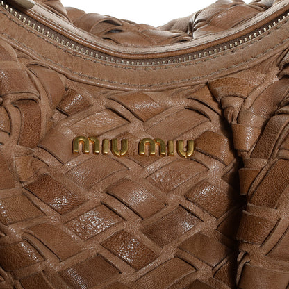 Miu Miu Woven Leather Fringe Hobo 3 of 10