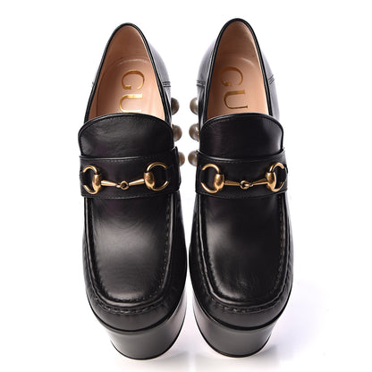 Gucci Malaga Kid Pearl Studded Vegas Platform Loafers 37 Black 6 of 12