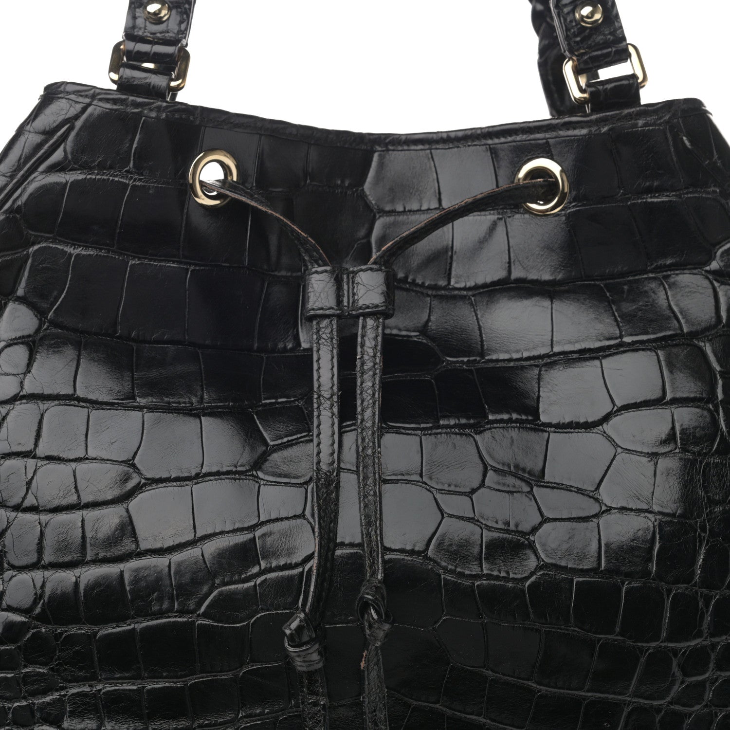 Gucci Crocodile Peggy Braided Tote Black 8 of 12