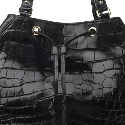 Gucci Crocodile Peggy Braided Tote Black 8 of 12
