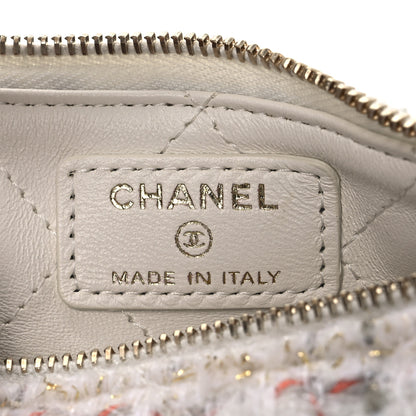 Chanel Wool Tweed Quilted Chain Around Mini Pouch Ecru Khaki Gold Red 7 of 12