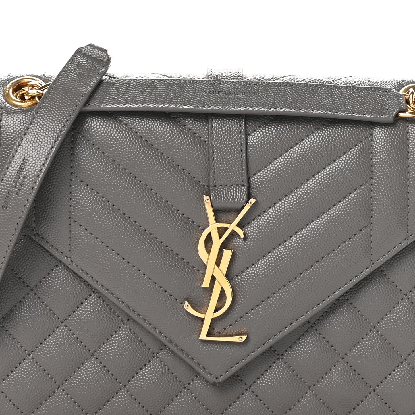 Grain De Poudre Textured Mixed Matelasse Medium Triquilt Monogram Satchel Fog