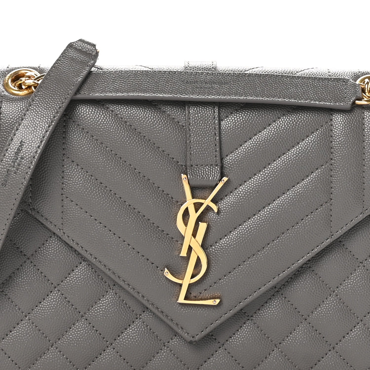 Saint Laurent Grain De Poudre Textured Mixed Matelasse Medium Triquilt Monogram Satchel Fog 9 of 11