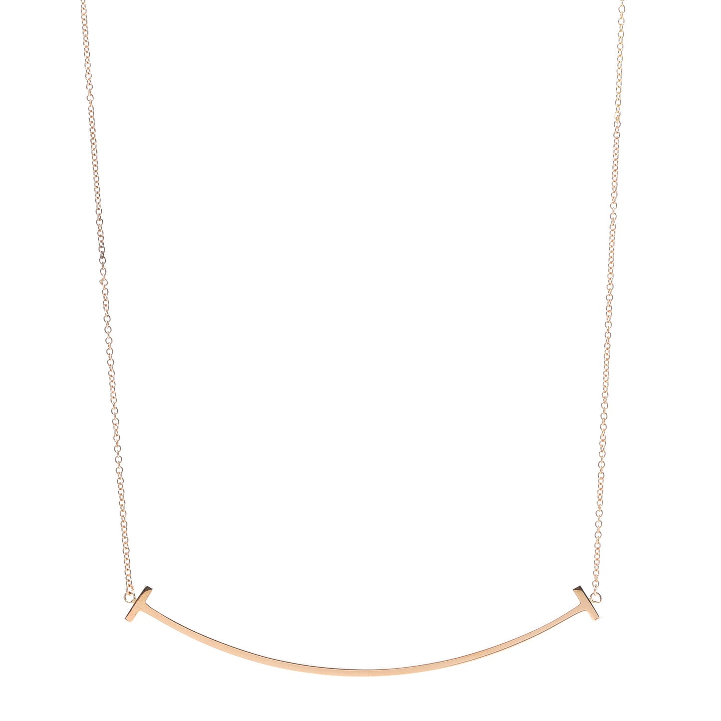 18K Yellow Gold Large T Smile Pendant Necklace