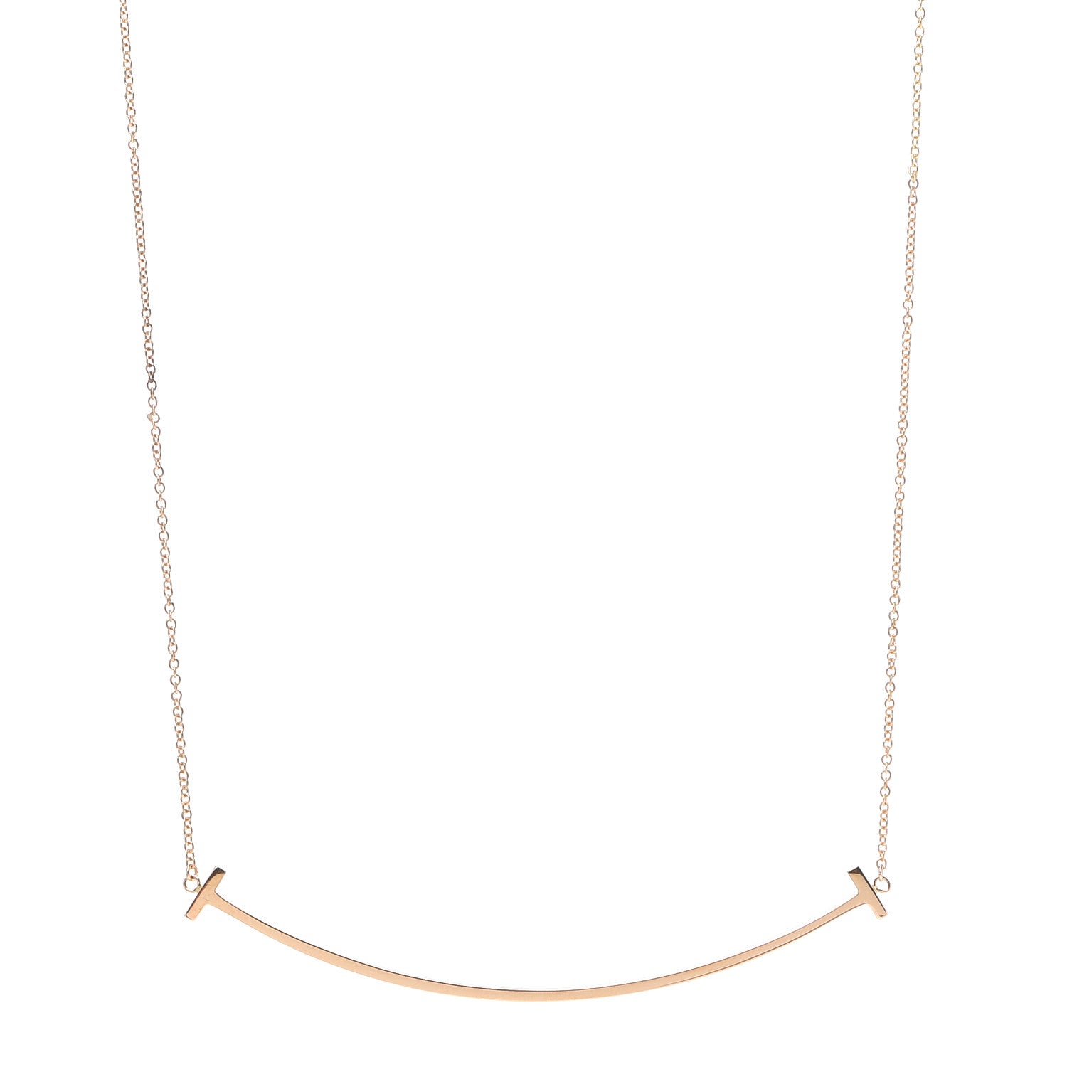 Tiffany 18K Yellow Gold Large T Smile Pendant Necklace 1 of 5