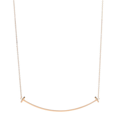 Tiffany 18K Yellow Gold Large T Smile Pendant Necklace 1 of 5