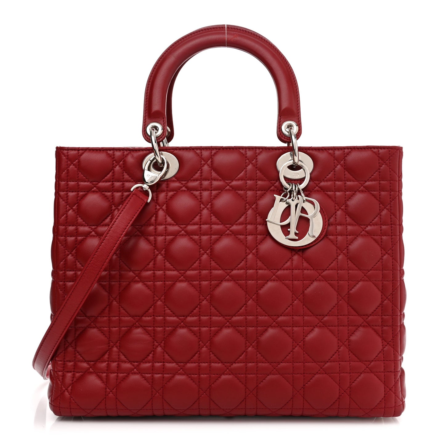 Lambskin Cannage Large Lady Dior Red
