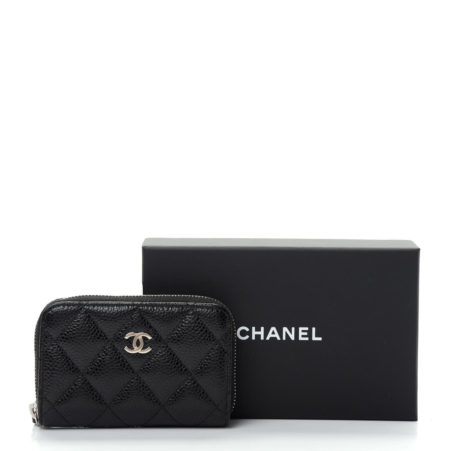 Caviar Quilted Zip Coin Purse Black