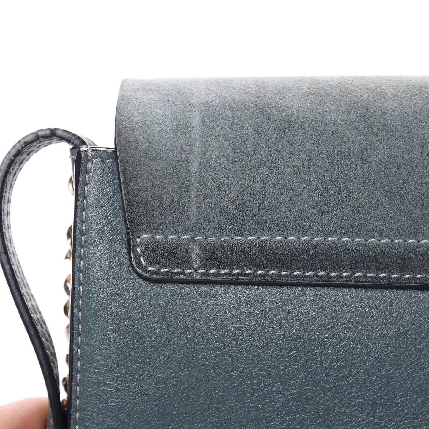 Suede Calfskin Small Faye Shoulder Bag Cloudy Blue