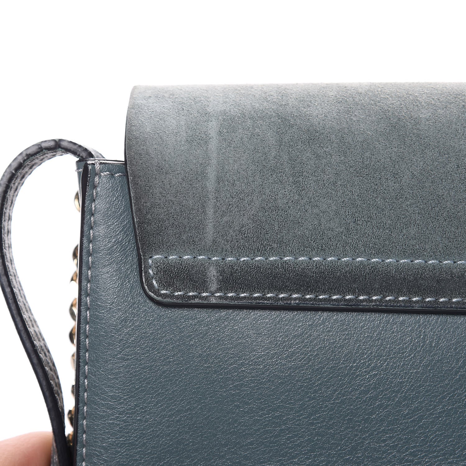 Chloe Suede Calfskin Small Faye Shoulder Bag Cloudy Blue 13 of 16