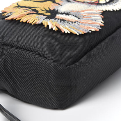 Gucci Canvas Web Tiger Embroidered Messenger Bag Black 7 of 9