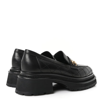 Chanel Calfskin Quilted CC Mocassin Loafers 38.5 Black 5 of 10