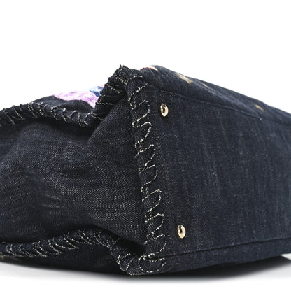 Chanel Denim Embroidered Night Flight Tote Blue 9 of 12