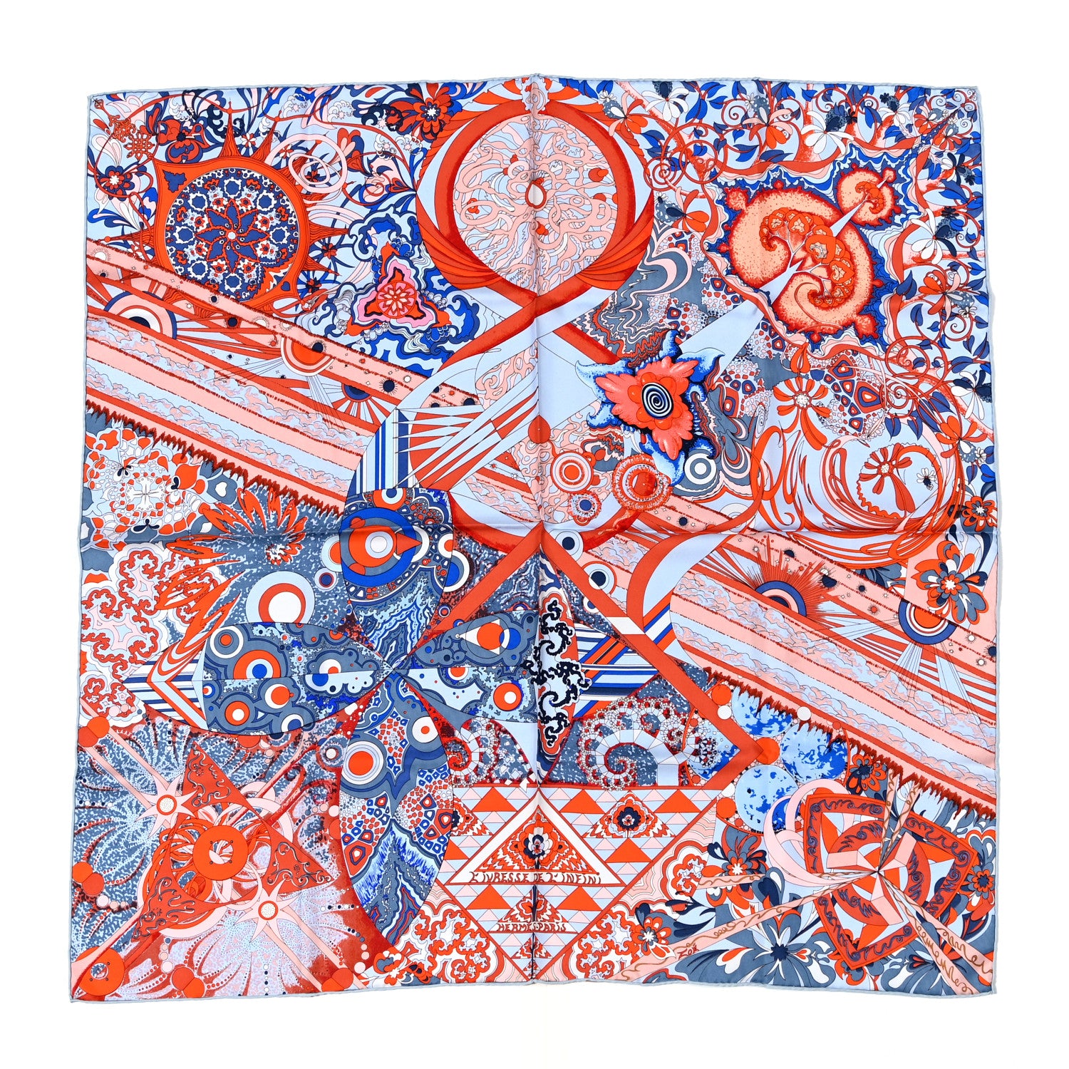 Hermes Silk L’Ivresse de L’Infini Scarf 90 Bleu Capucine 1 of 7