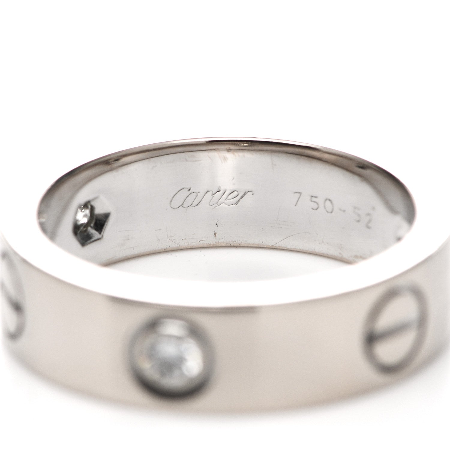 Cartier 18K White Gold 3 Diamond 5.5mm LOVE Ring 52 6 4 of 6