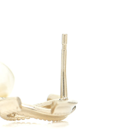 Chanel Pearl CC Double Heart Drop Earrings Gold 6 of 7