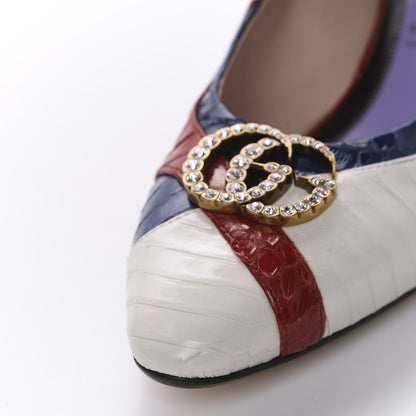 Gucci Snakeskin Crystal Double G Pumps 38 Multicolor 7 of 12