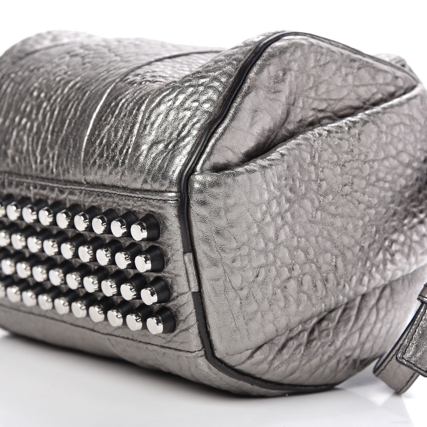 Metallic Pebbled Lambskin Rockie Carbon Silver Hardware