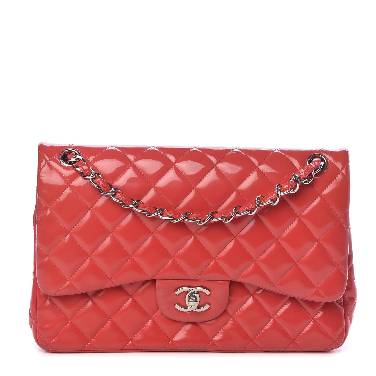 Patent Quilted Jumbo Double Flap Pink