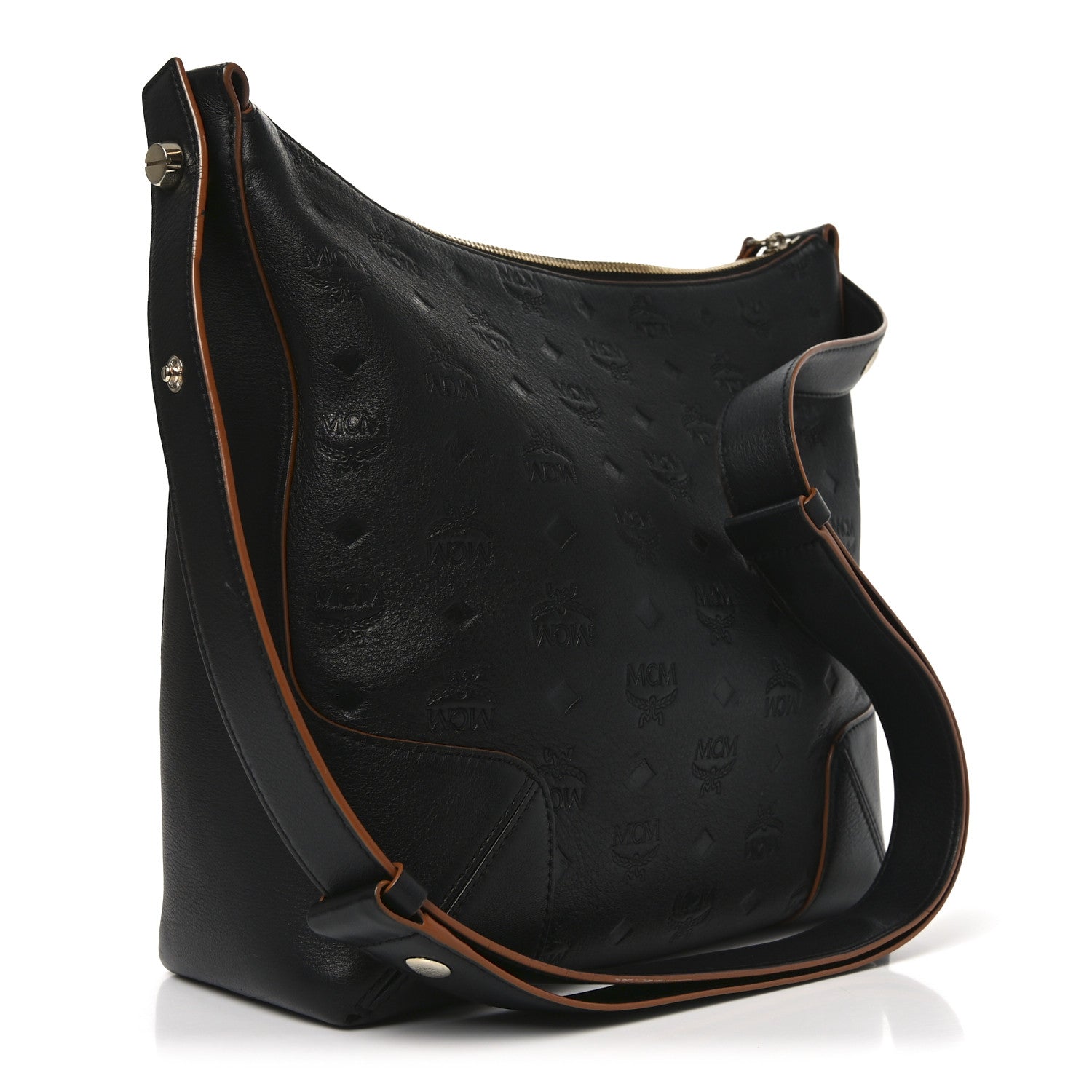 MCM Calfskin Ottomar Monogram Klara Medium Hobo Black 3 of 10