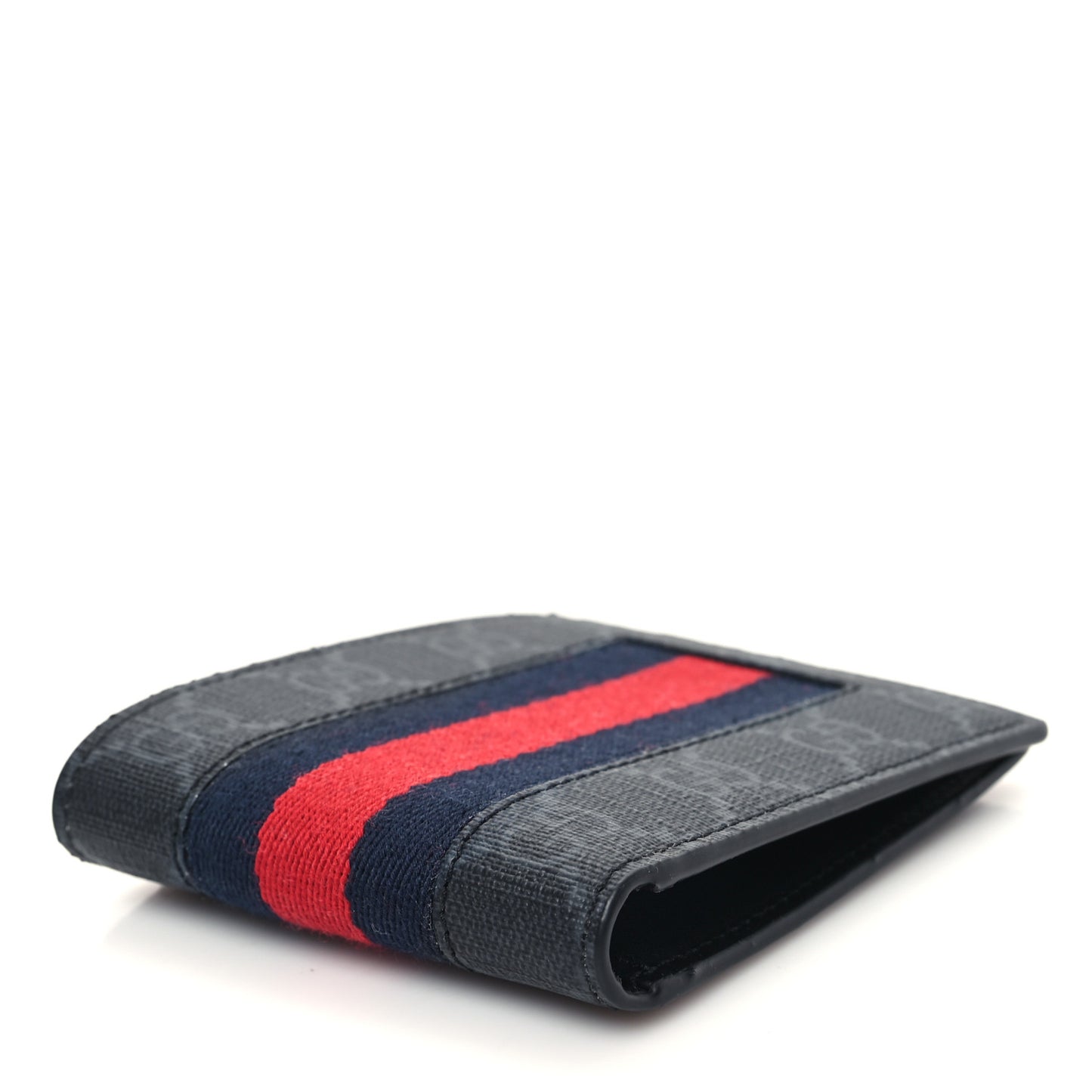 GG Supreme Monogram Selleria Calfskin Web New Web Bi-Fold Wallet Black