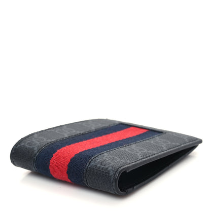 Gucci GG Supreme Monogram Selleria Calfskin Web New Web Bi-Fold Wallet Black 4 of 9