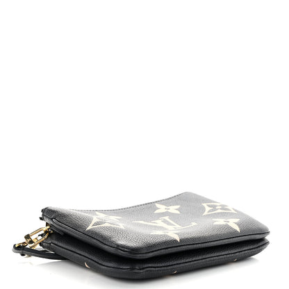 Louis Vuitton Empreinte Monogram Giant Double Zip Pochette Black Cream 4 of 10